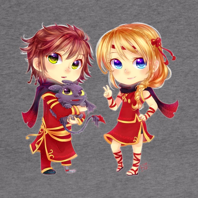 chibi Hiccup and Astrid by ibahibut